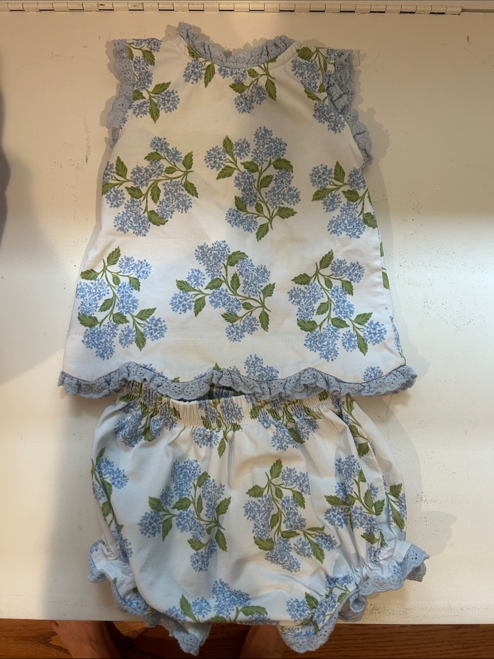 Stitchy Fish Two-Piece Set - Blue Hydrangea Print
